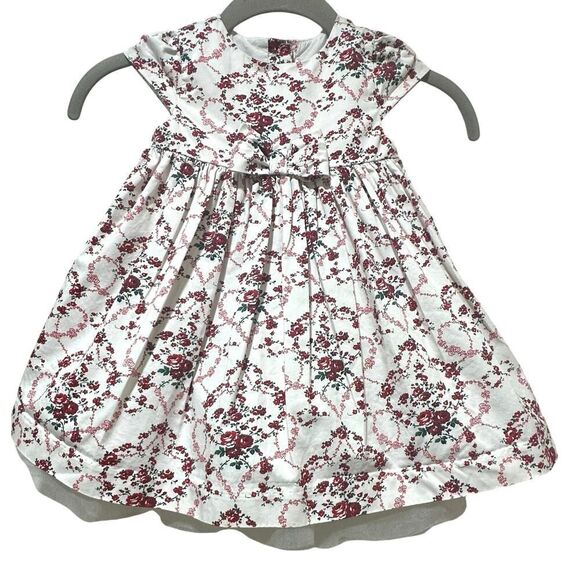 Janie and Jack Girls 18-24 Mos. Red Rose Holiday Floral Pleated Cap Sleeve Dress - Picture 1 of 12